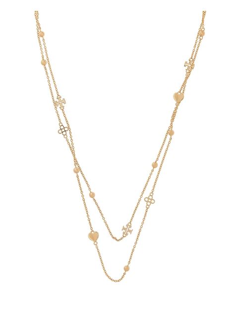 Gold logo-charm chain necklace Tory Burch - women